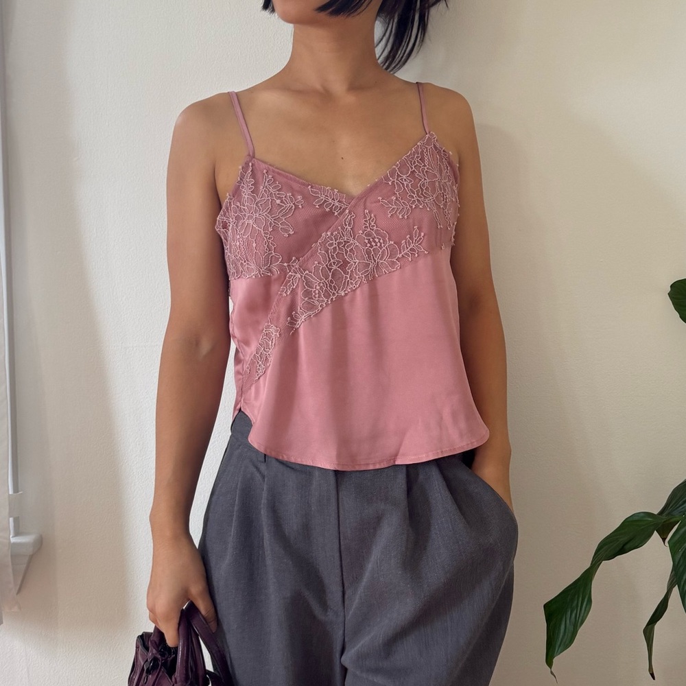 Free People Intimately Solid Moonbeams Satin Camisole Rose Color Size XS